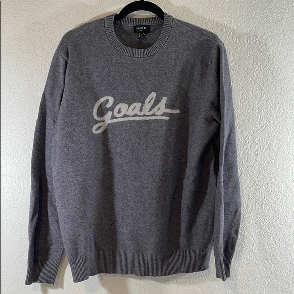 FOREVER 21 MEN “GOALS” Size XL Gray & White - Picture 3 of 8